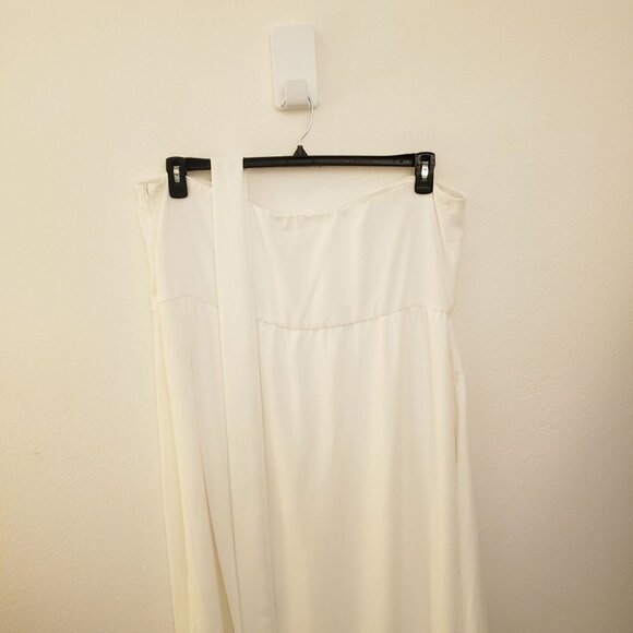 Eloquii White Strapless Drape Front Wide Leg Jumpsuit w/Belt, Straps Size 20 EUC - Picture 6 of 11